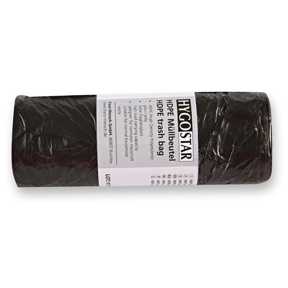 Rouleau de 50 sacs en PEHD de 6 microns, sacs poubelle HYGOCLEAN 30 litres gris