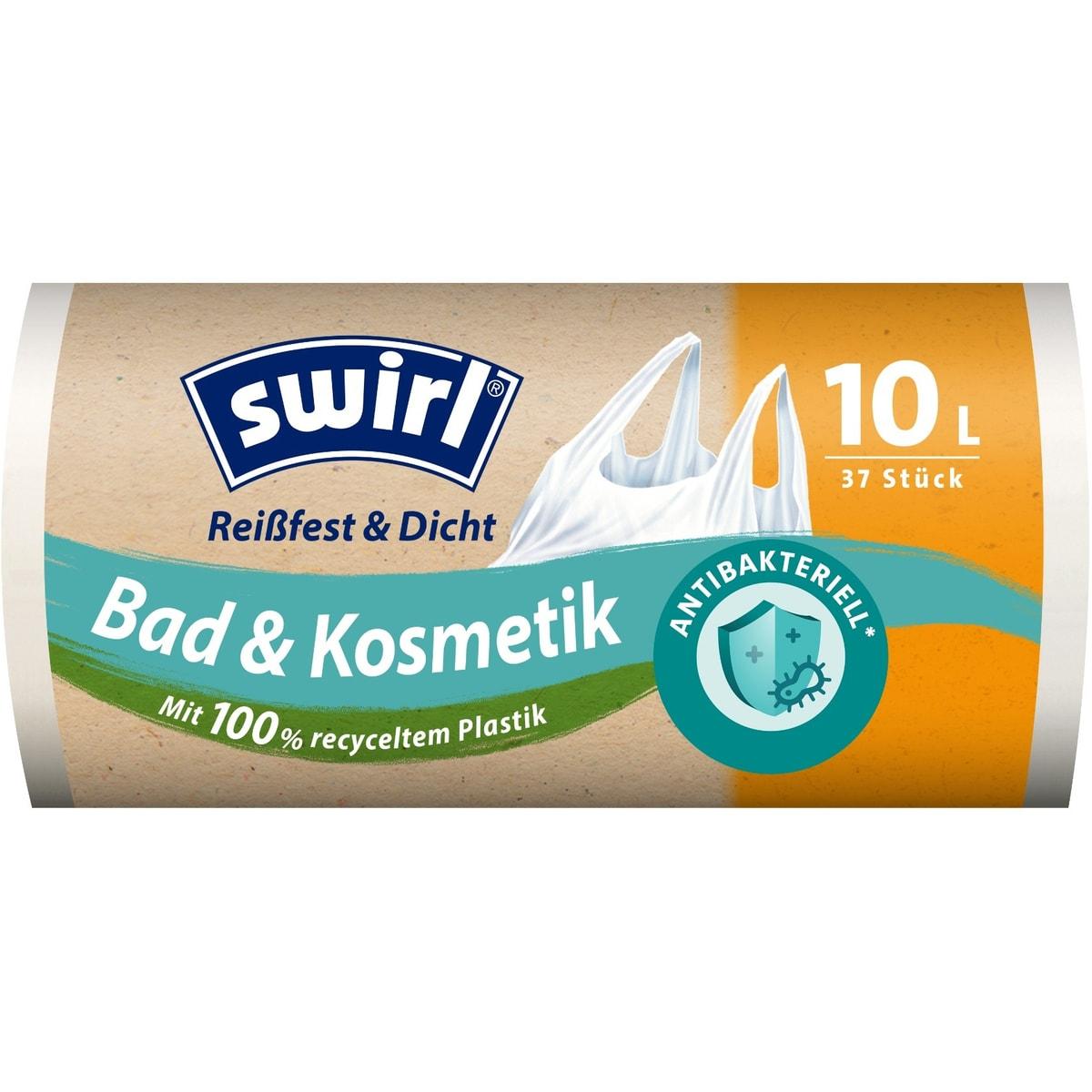 Rouleau de 37 sacs en plastique recyclé, sacs poubelle swirl 10 litres blancs