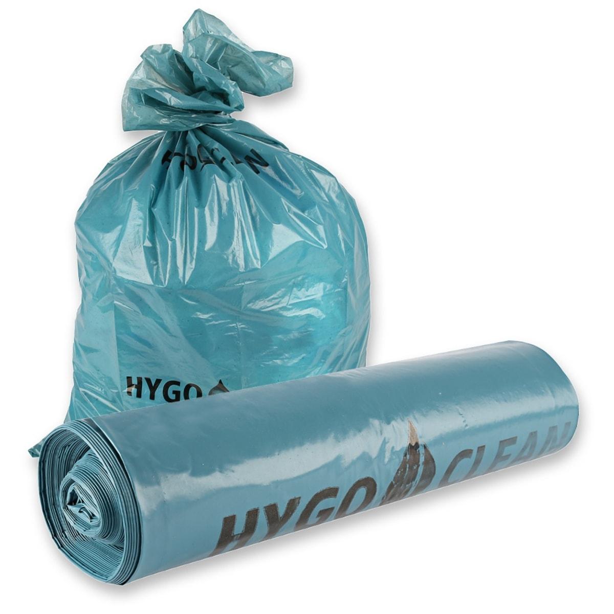 Rouleau de 10 sacs en PEBD recyclé de 40 microns, sacs poubelle HYGOCLEAN Light 240 litres bleus