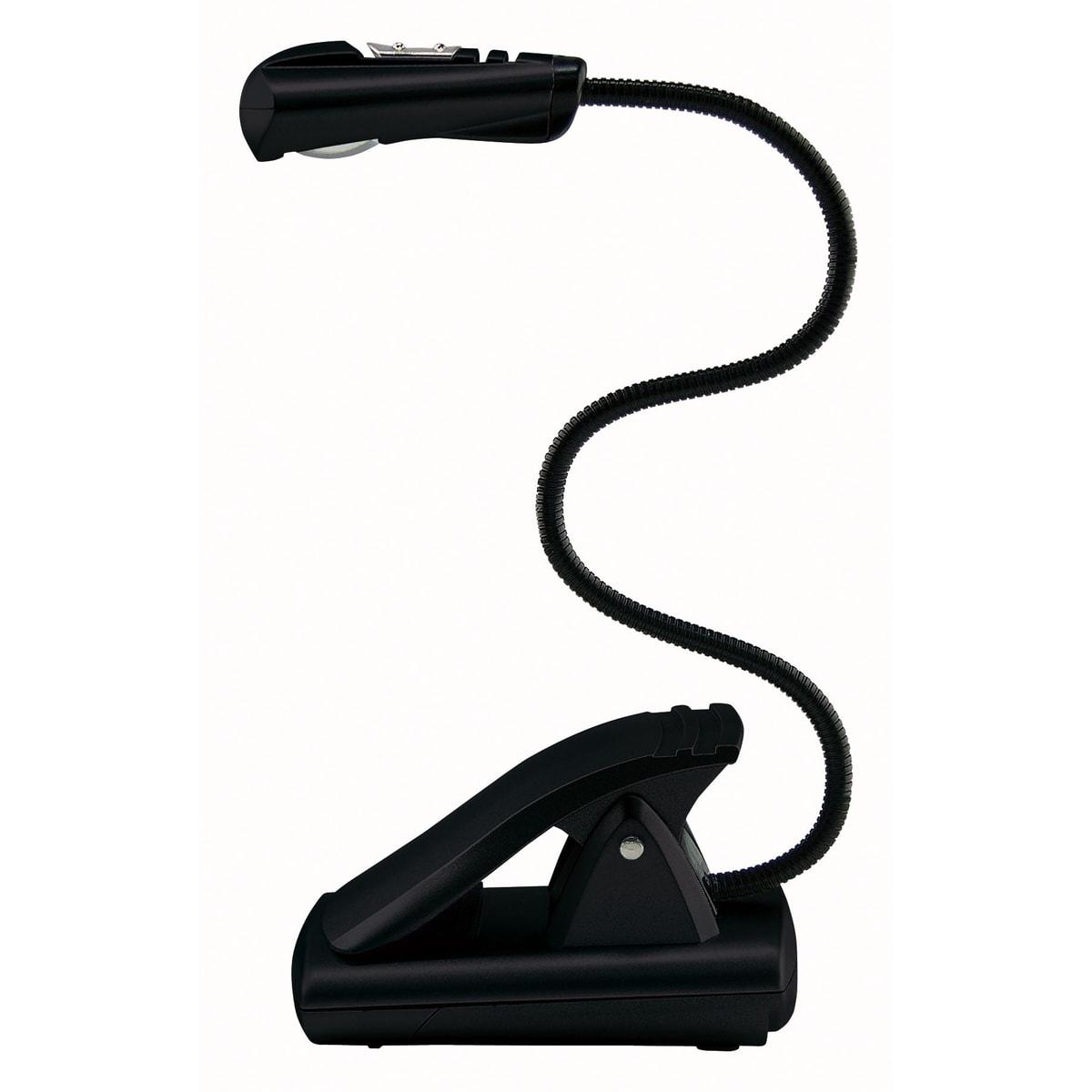 À piles, noire Lampe de lecture LED à pince WEDO - Lampe de lecture LED à pince WEDO noire, col flexible