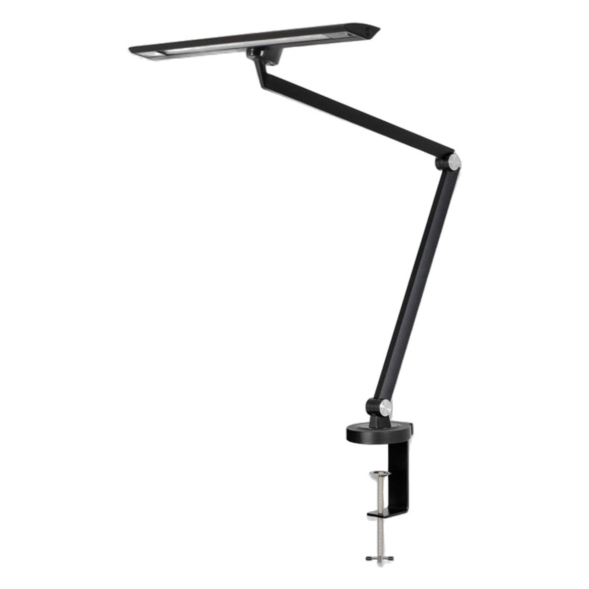 Lampe de bureau LED à pince, double bras articulé Zirkon HANSA - Lampe de bureau LED à pince Hansa Zirkon noire, double bras articulé