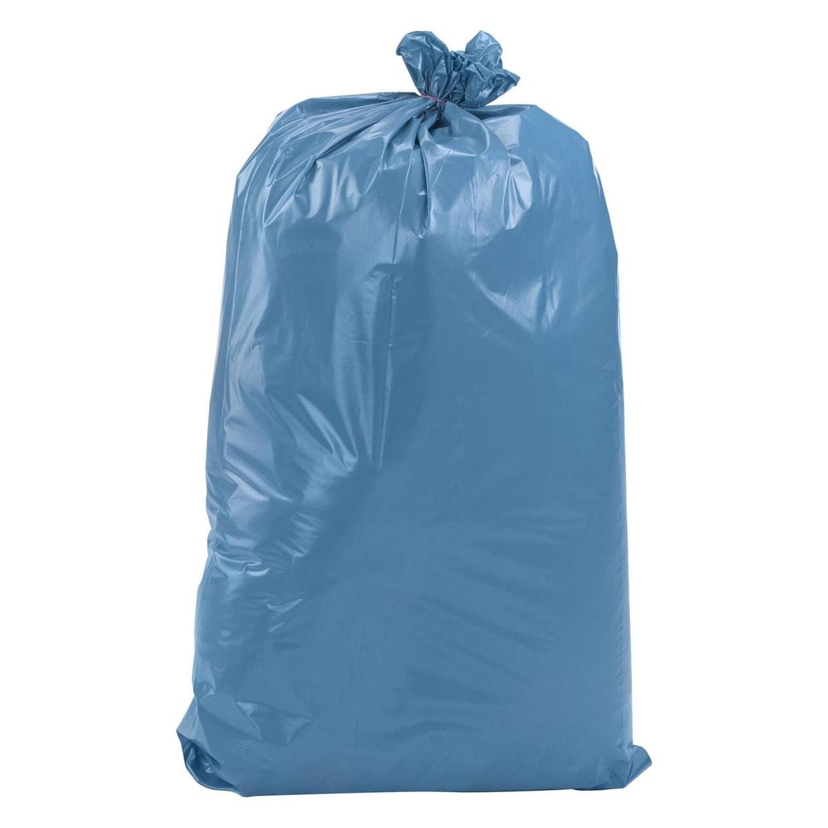 Rouleau de 15 sacs en PEBD de 75 microns, Ange bleu, sacs poubelle renforcés 120 litres, bleus TRIline
