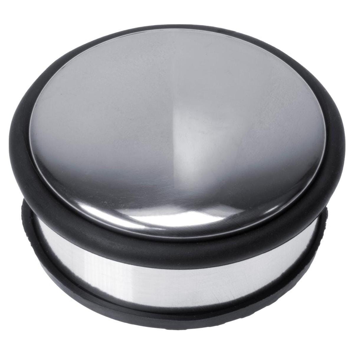 Lesté, Ø 100 mm, hauteur 45 mm Butoir de porte en métal chromé KANGARO - Butoir de porte kangaro en métal chromé, anneau en caoutchouc noir