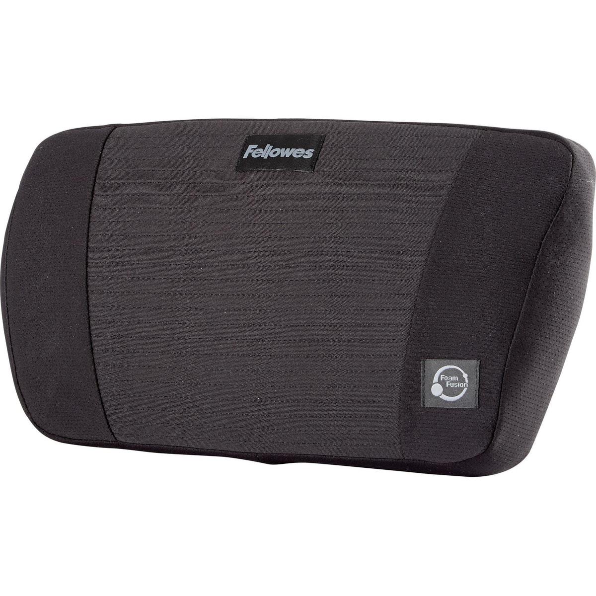 Mousse à mémoire de forme, sangle réglable, noir Coussin lombaire PlushTouch FELLOWES - Coussin lombaire Fellowes PlushTouch noir