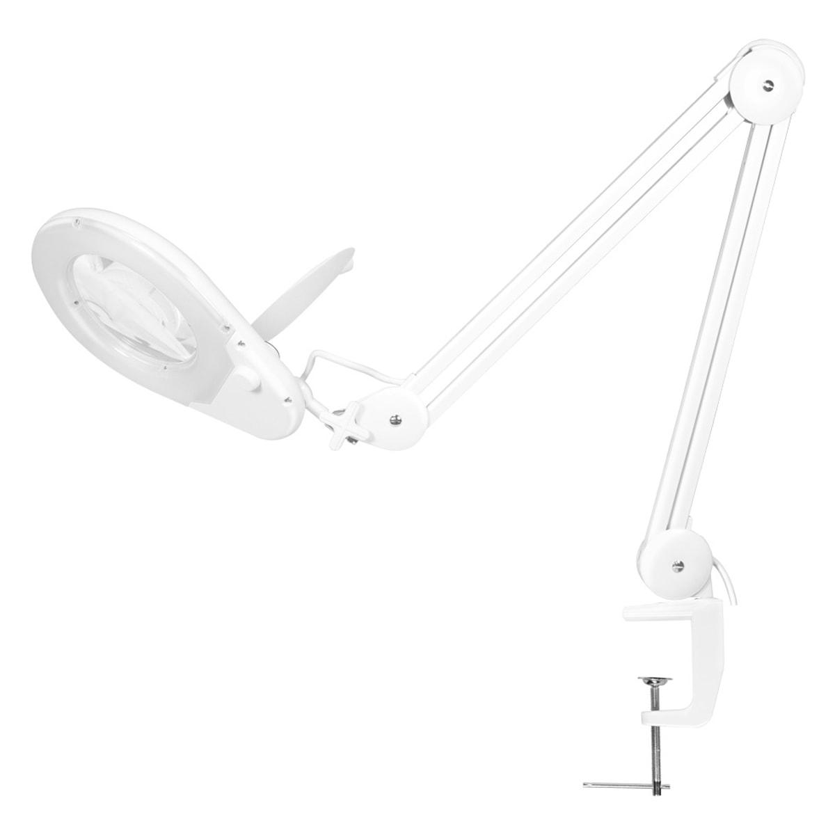 Lampe loupe LED à pince LogiLink WZ0058 blanche, double bras articulé