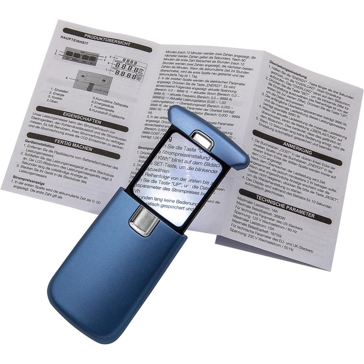 Coulissante, LED, x 3 Loupe de poche éclairée Lucina WEDO - Loupe de poche éclairée LED WEDO Lucina bleue posée sur une notice