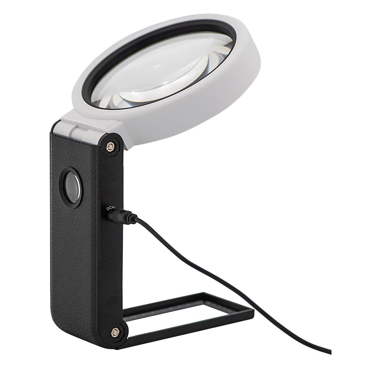 à main ou de table, x 2,5 et x 10 Loupe éclairée LED et UV à pied pliable WEDO - Loupe éclairée LED et UV WEDO sur son pied pliable