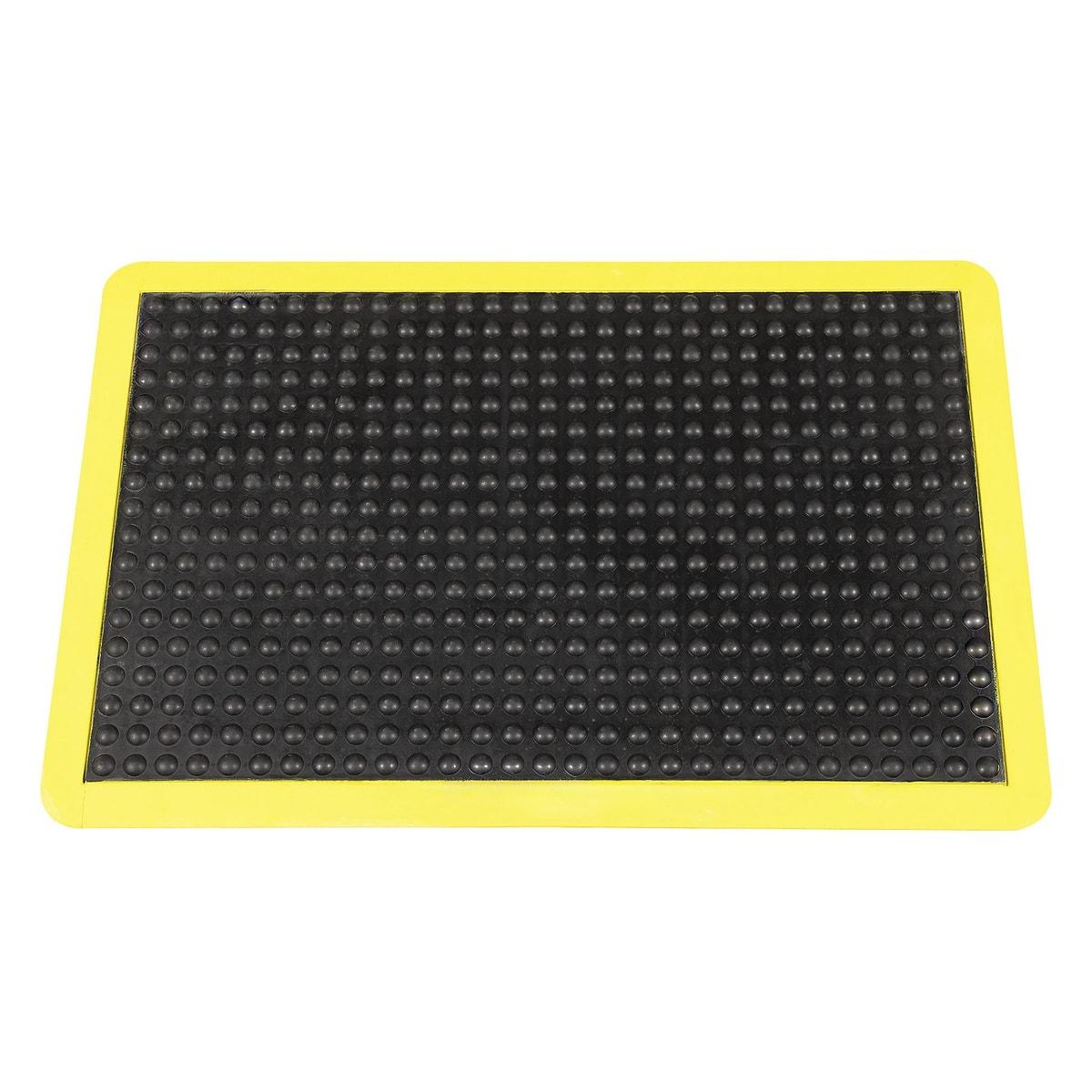 Tapis anti-fatigue miltex Yoga Dome Basic noir à bandes jaunes, 60 × 90 cm