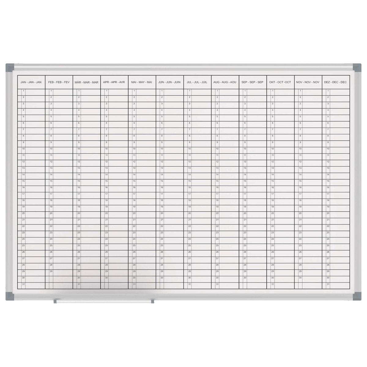 Permanent, 90 x 60 cm, mois en trois langues Tableau de planning annuel MAULstandard MAUL - Tableau de planning annuel MAUL MAULstandard 90 x 60 cm