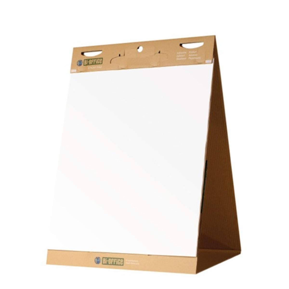 Bloc de 20 feuilles unies, papier recyclé, 500 x 585 mm Chevalet de table autocollant Earth BI-OFFICE - Chevalet de table autocollant Bi-Office Earth, dos en carton kraft