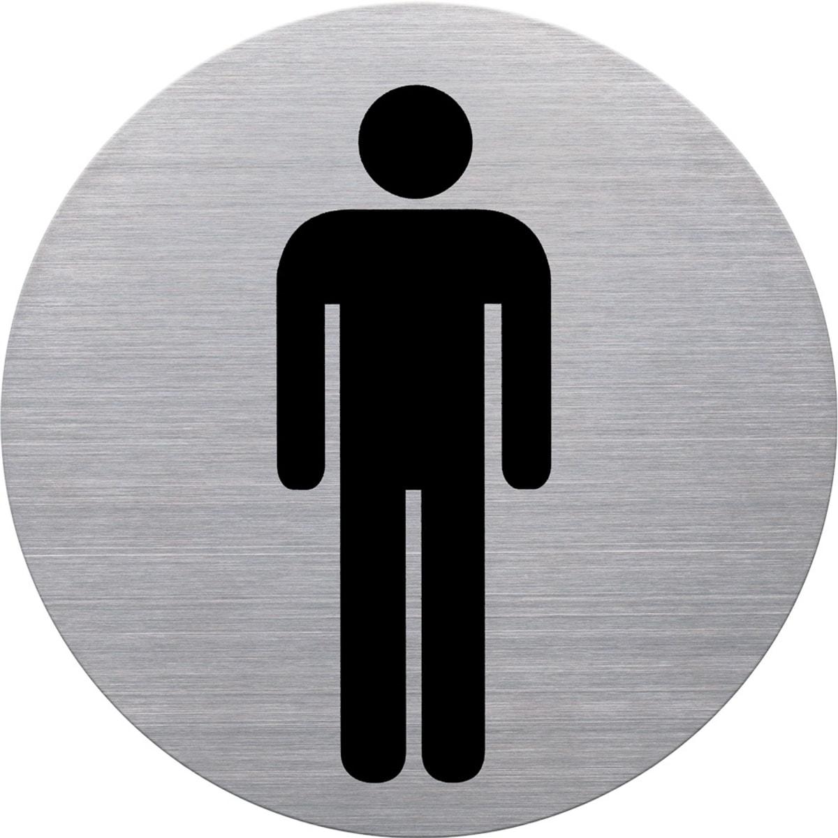 Inox brossé, Ø 115 mm Pictogramme WC hommes the badge HELIT - Pictogramme WC hommes helit the badge, disque en inox brossé, silhouette imprimée en noir