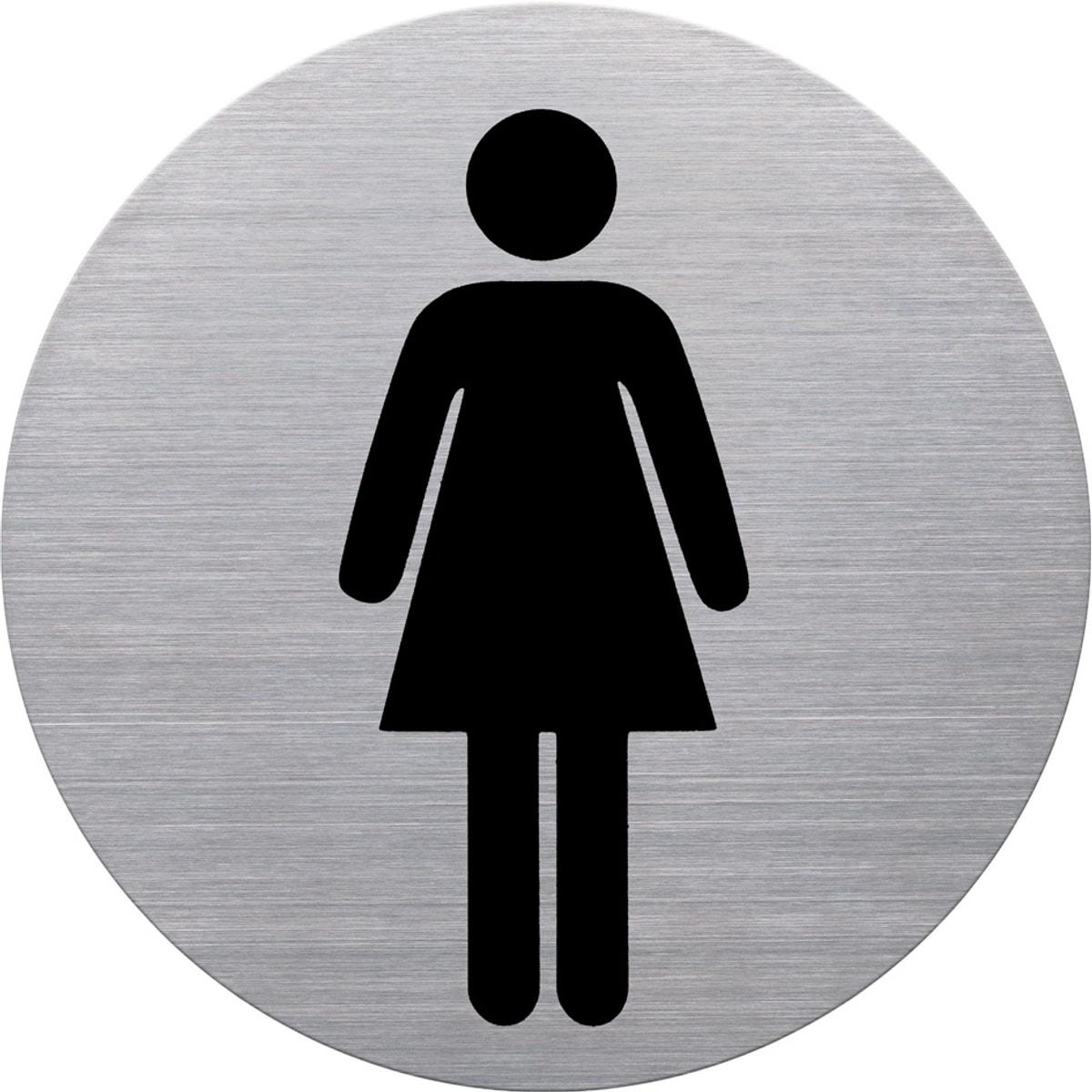 Inox brossé, Ø 115 mm Pictogramme WC femmes the badge HELIT - Pictogramme WC femmes helit the badge, disque en inox brossé, silhouette imprimée en noir