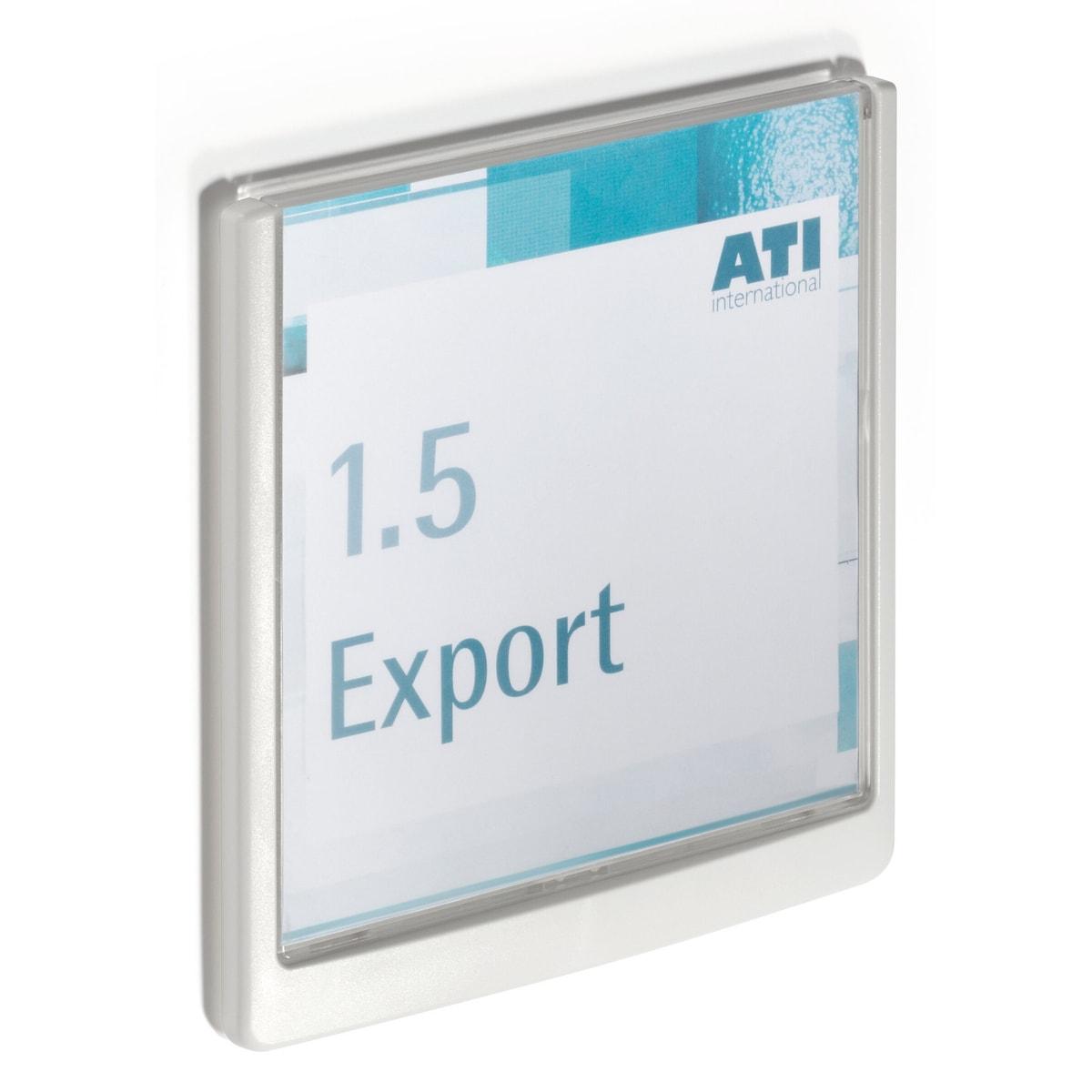 Plaque de porte DURABLE CLICK SIGN 149 x 148,5 mm blanche, encart sous fenêtre transparente