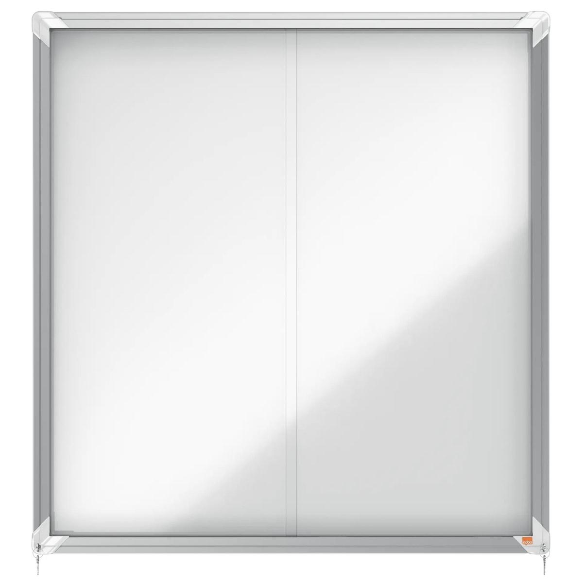 Intérieure, portes coulissantes, fond magnétique Vitrine d'affichage Premium Plus NOBO - Vitrine d'affichage nobo Premium Plus à portes coulissantes 12 x A4, vue de face