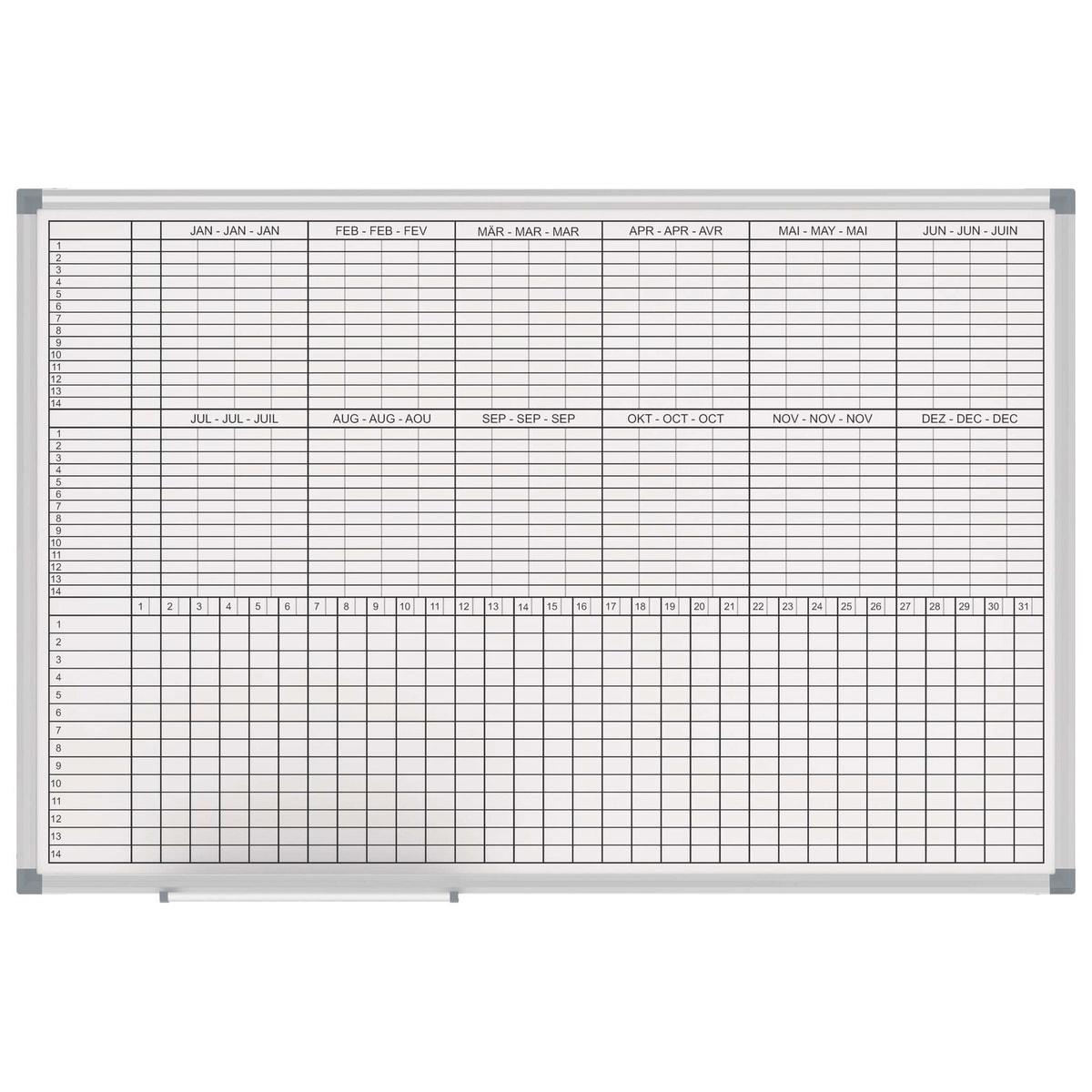 Permanent, 90 x 60 cm, mois en trois langues Tableau de planning mensuel et annuel MAULstandard MAUL - Tableau de planning mensuel et annuel MAUL MAULstandard 90 x 60 cm