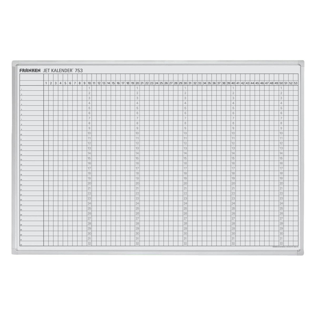 Permanent, 90 x 60 cm, 32 lignes Tableau planning JetKalender 53 semaines FRANKEN - Tableau planning FRANKEN JetKalender 53 semaines 90 x 60 cm