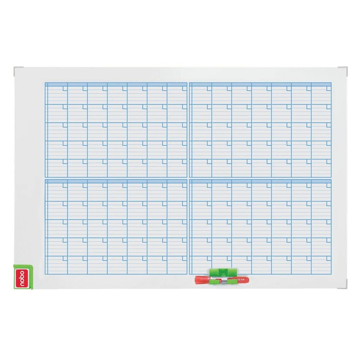 4 mois, magnétique, 90 x 60 cm, non daté Planning mensuel Performance NOBO - Planning mensuel Nobo Performance sur 4 mois, 90 x 60 cm