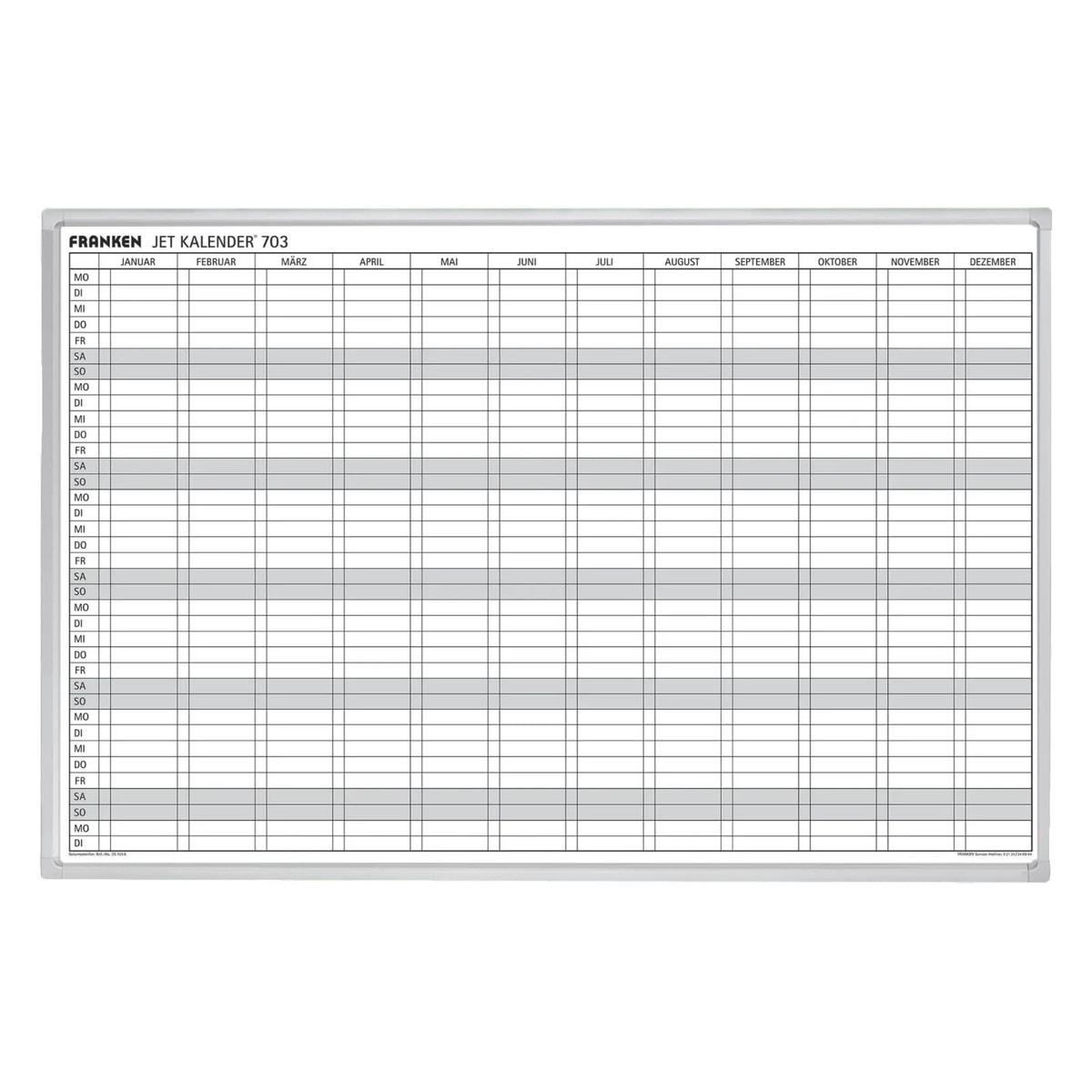 Permanent, 90 x 60 cm, impression en allemand Tableau planning annuel JetKalender FRANKEN - Tableau planning annuel FRANKEN JetKalender 90 x 60 cm imprimé en allemand