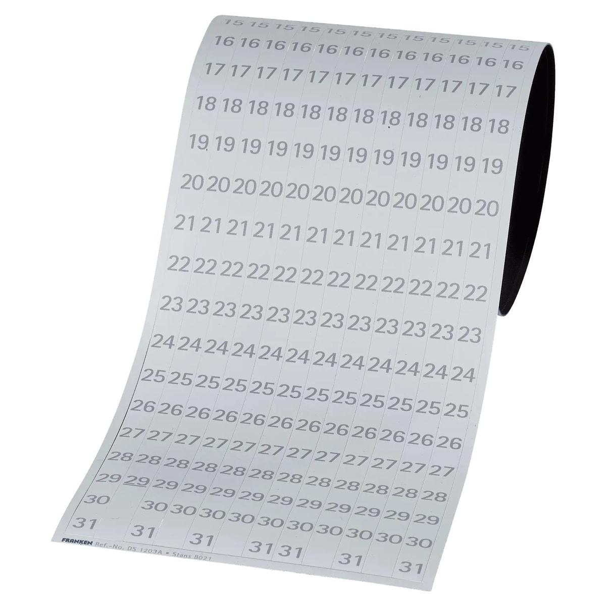 Bandes de dates magnétiques FRANKEN DS1203A numérotées de 1 à 31