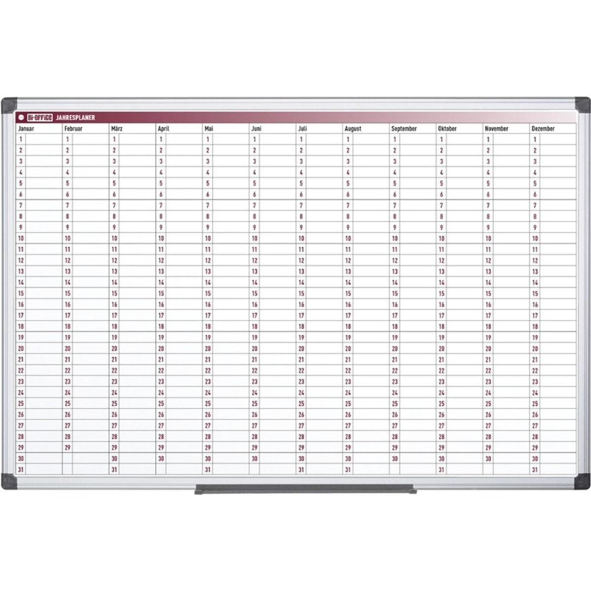 Permanent, 90 x 60 cm, impression en allemand Tableau planning annuel BI-OFFICE - Tableau planning annuel Bi-Office imprimé en allemand, 90 x 60 cm