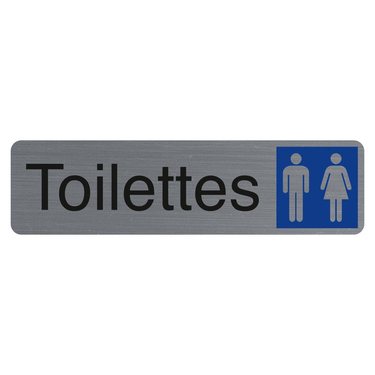 Plaque adhésive Toilettes EXACOMPTA 67151E, silhouettes femme et homme sur pavé bleu