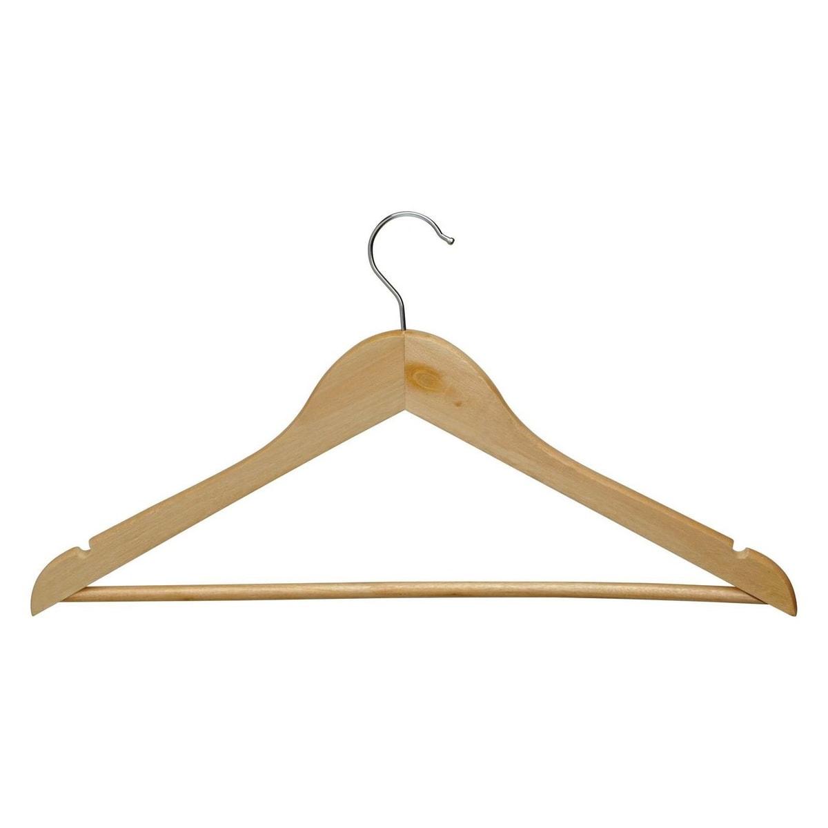 En hêtre, avec barre et encoches, lot de 20 Cintres MAULmira MAUL - Cintre en bois MAULmira en hêtre naturel, barre à pantalon et crochet chromé