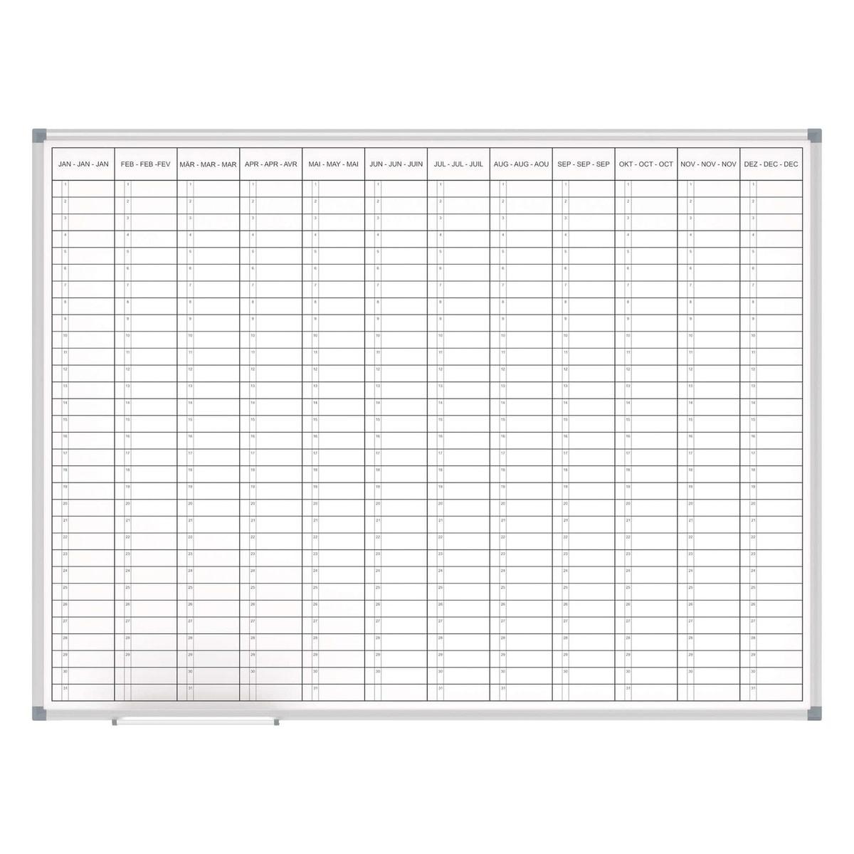 Permanent, 120 x 90 cm, mois en trois langues Planning annuel MAULstandard MAUL - Planning annuel MAUL MAULstandard 120 x 90 cm