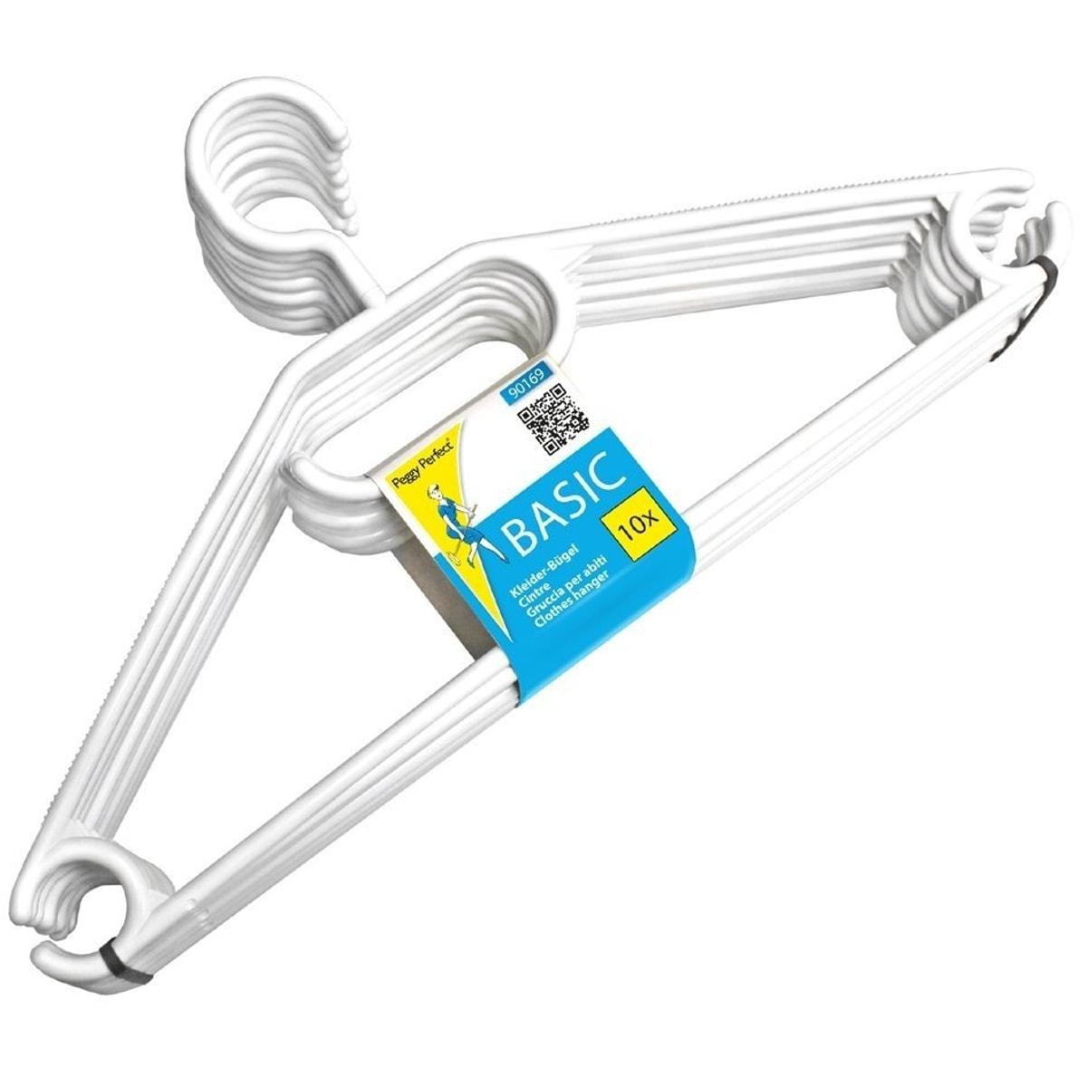 Lot de 10 cintres en plastique Peggy Perfect BASIC avec barre