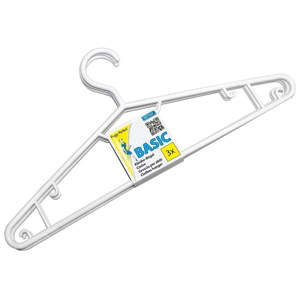 Lot de 3 cintres en plastique Peggy Perfect BASIC avec barre