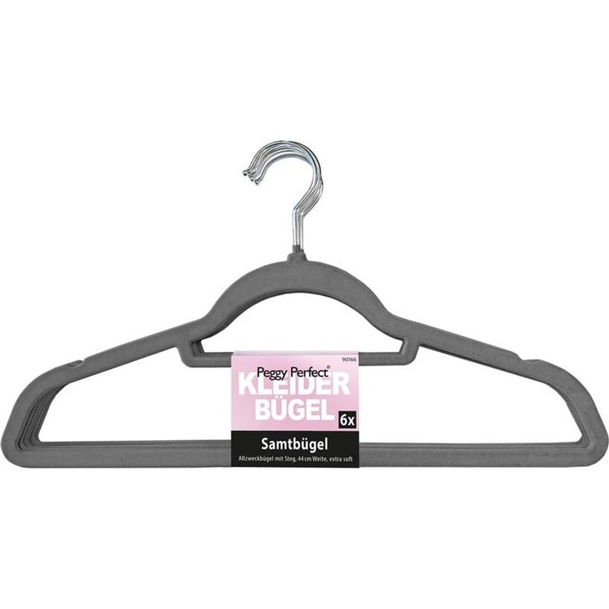 Lot de 6 cintres floqués en velours Peggy Perfect avec barre