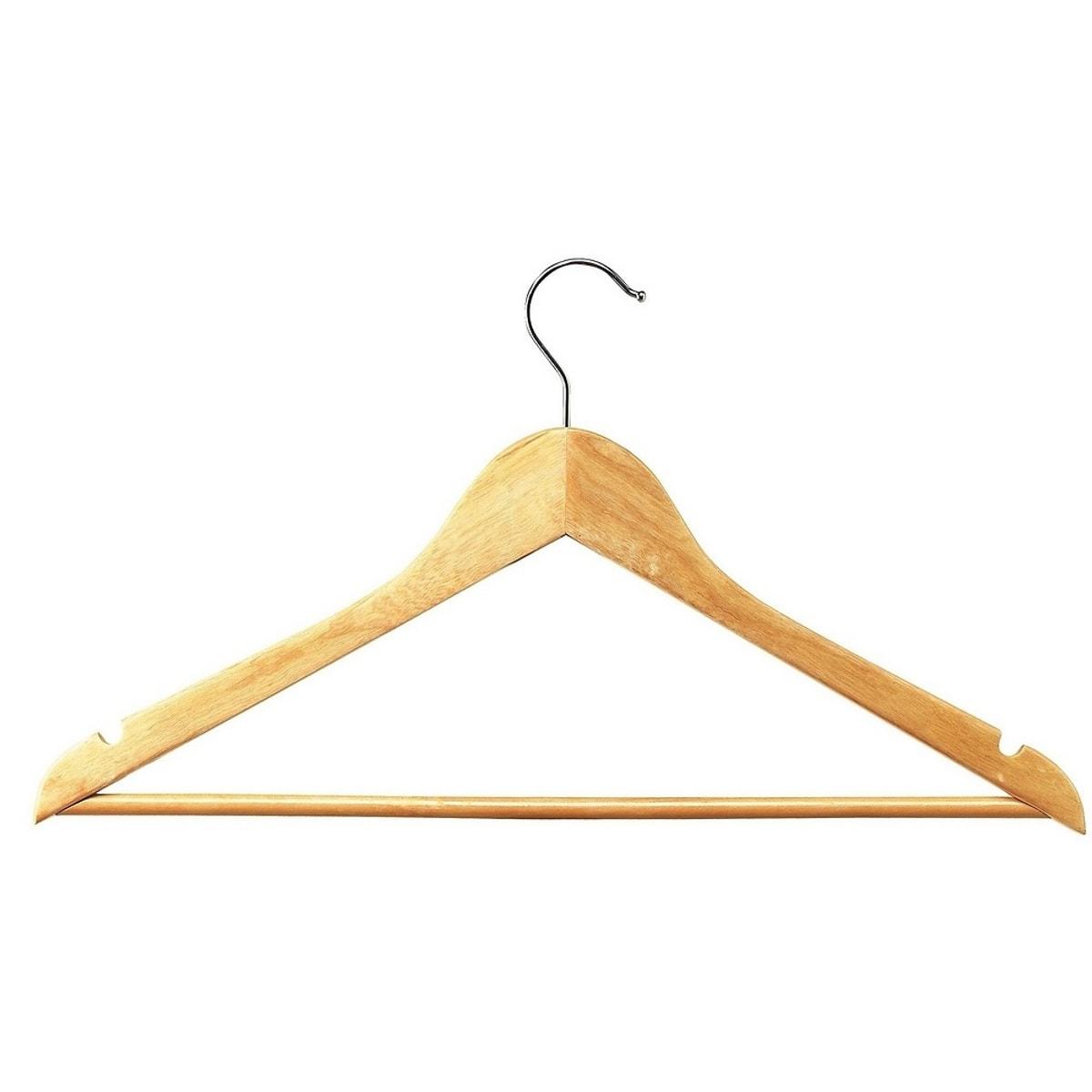 Cintre en bois UNiLUX WOODY avec barre et crochet pivotant