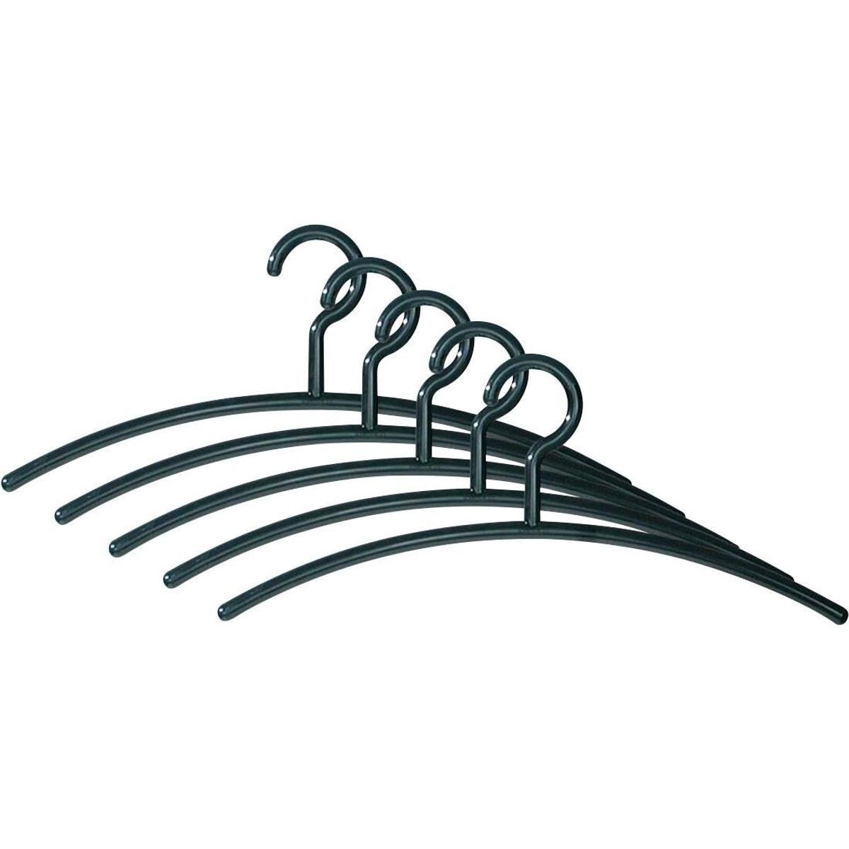 Lot de 5 cintres kerkmann en plastique noir, forme arquée