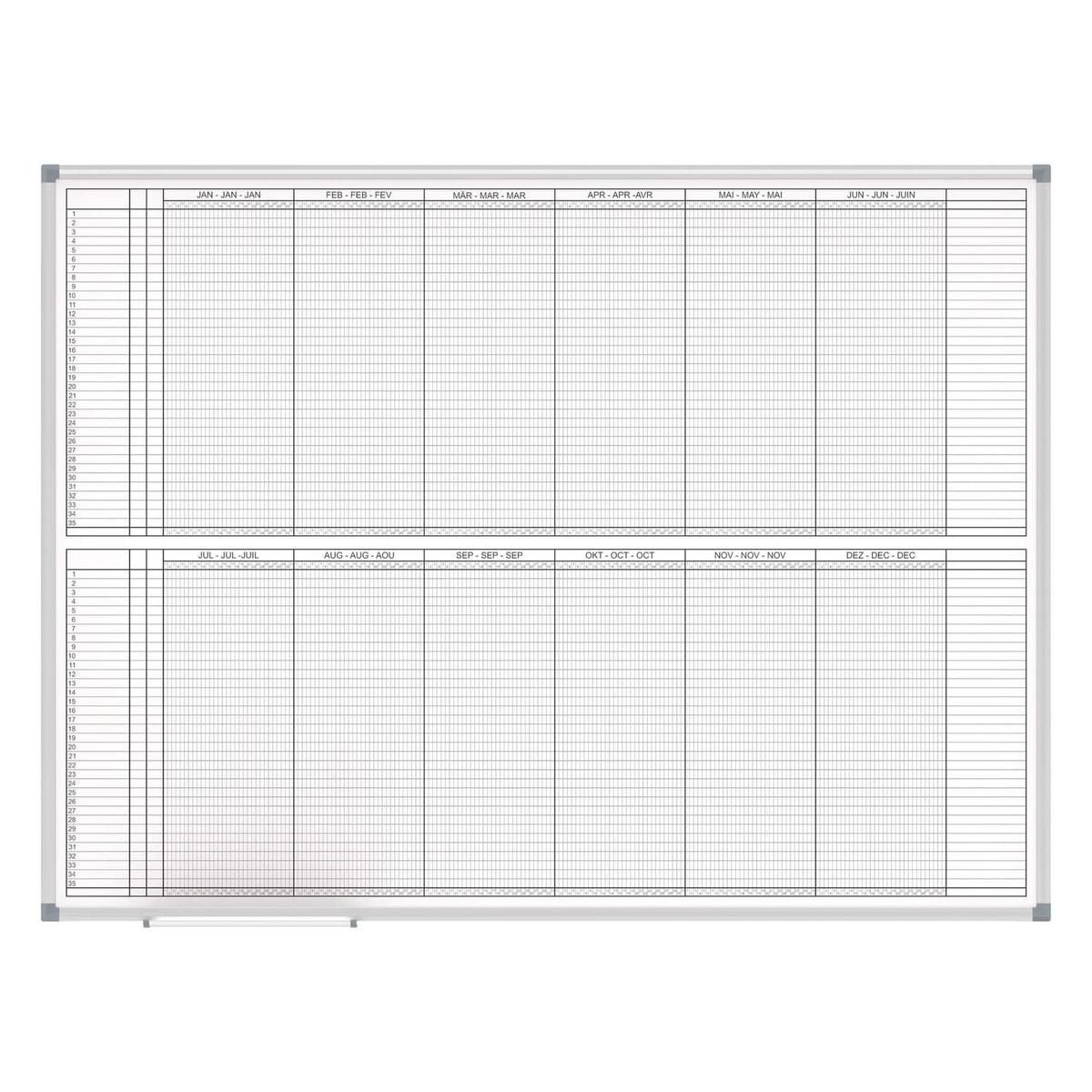 Planning annuel 2 x 6 mois MAUL MAULstandard 120 x 90 cm