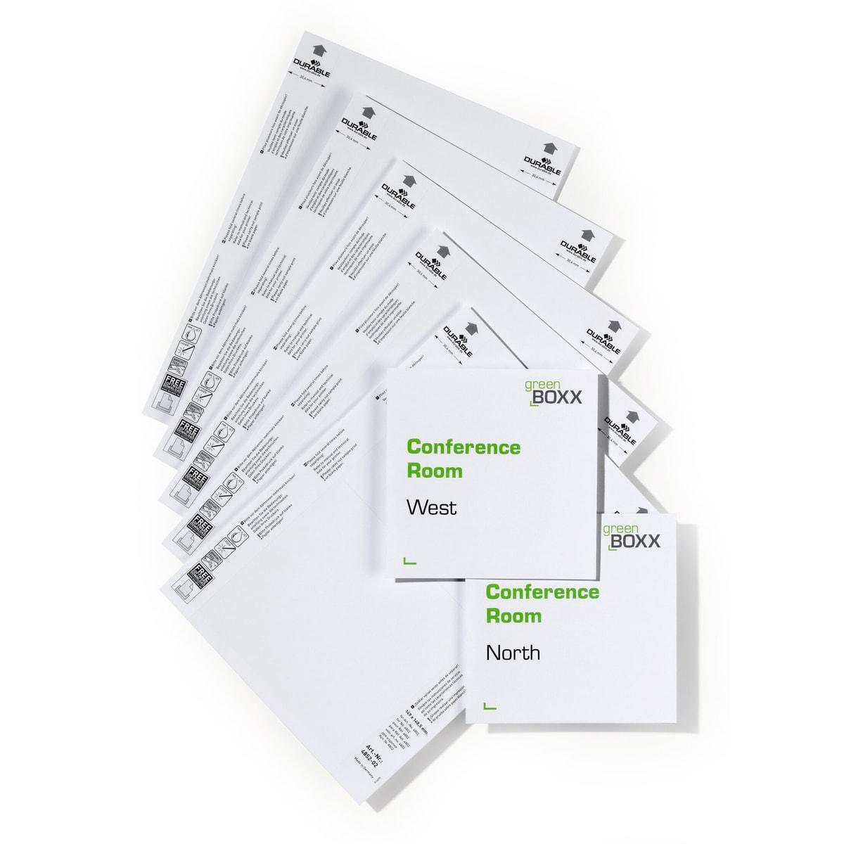 Sachet de 20 encarts DURABLE 4852 de 149 x 148,5 mm pour plaques de porte