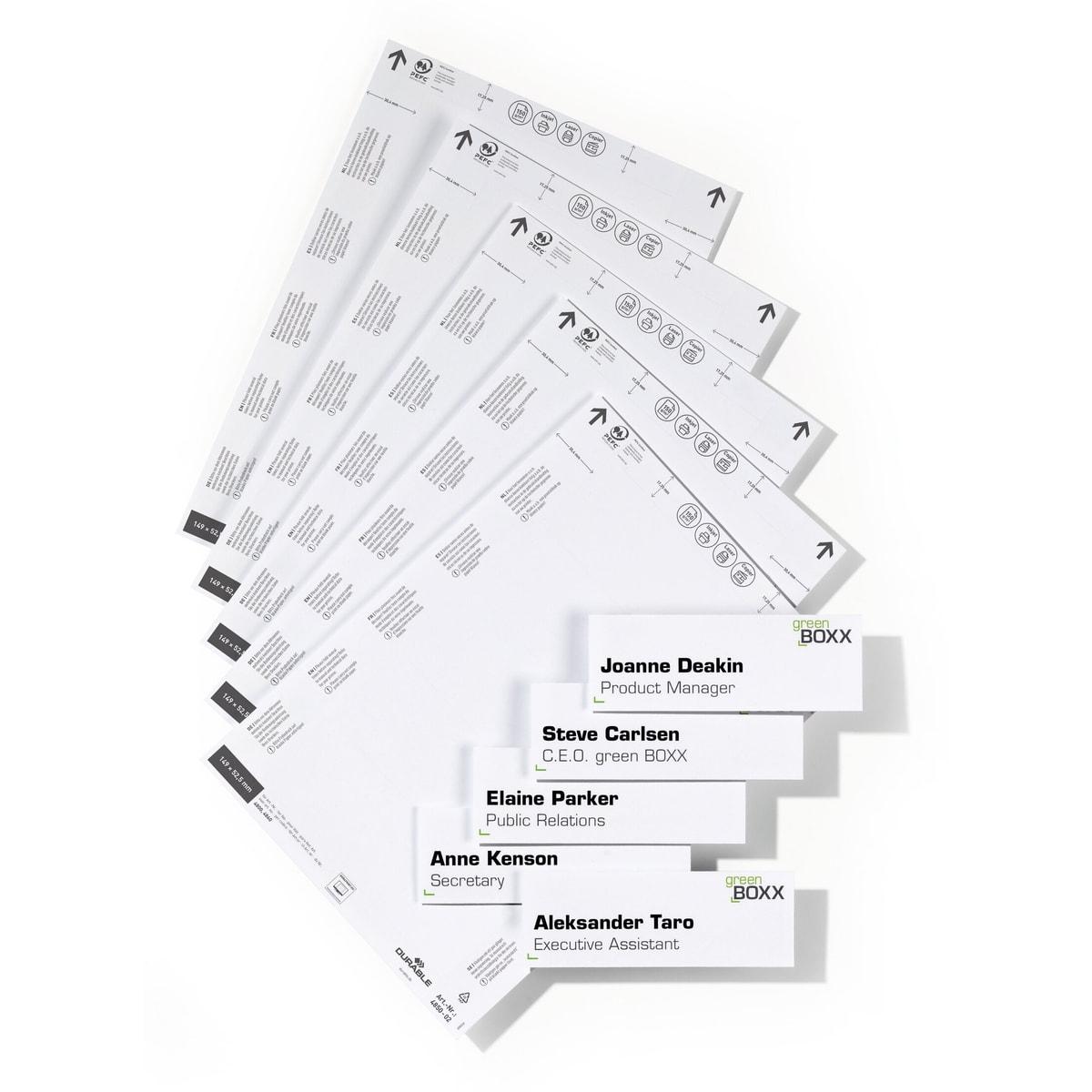 Sachet de 50 encarts DURABLE 4850 de 149 x 52,5 mm pour plaques de porte