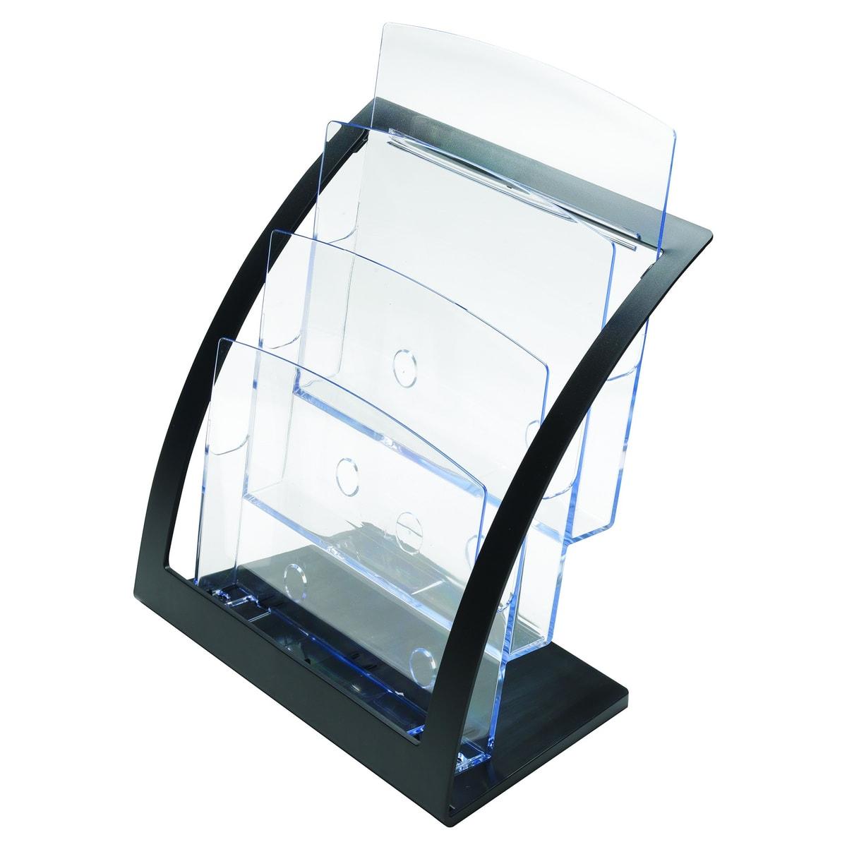 Porte-brochures Contemporary deflecto A4, 3 compartiments, armature noire
