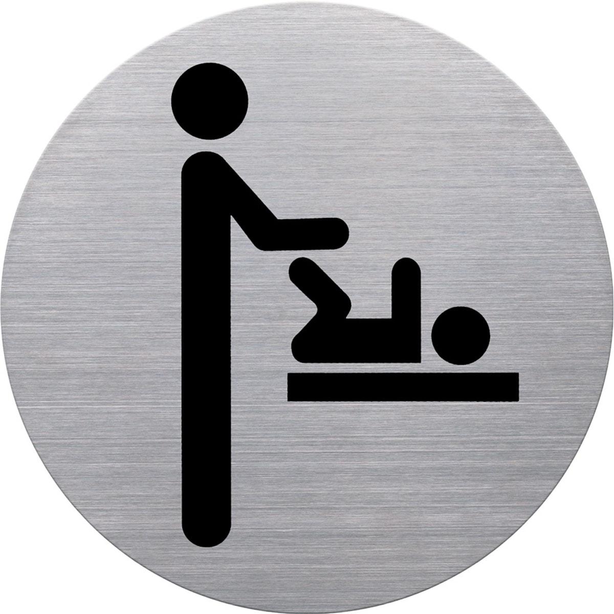 Plaque change bébé helit the badge, table à langer imprimée en noir sur inox brossé