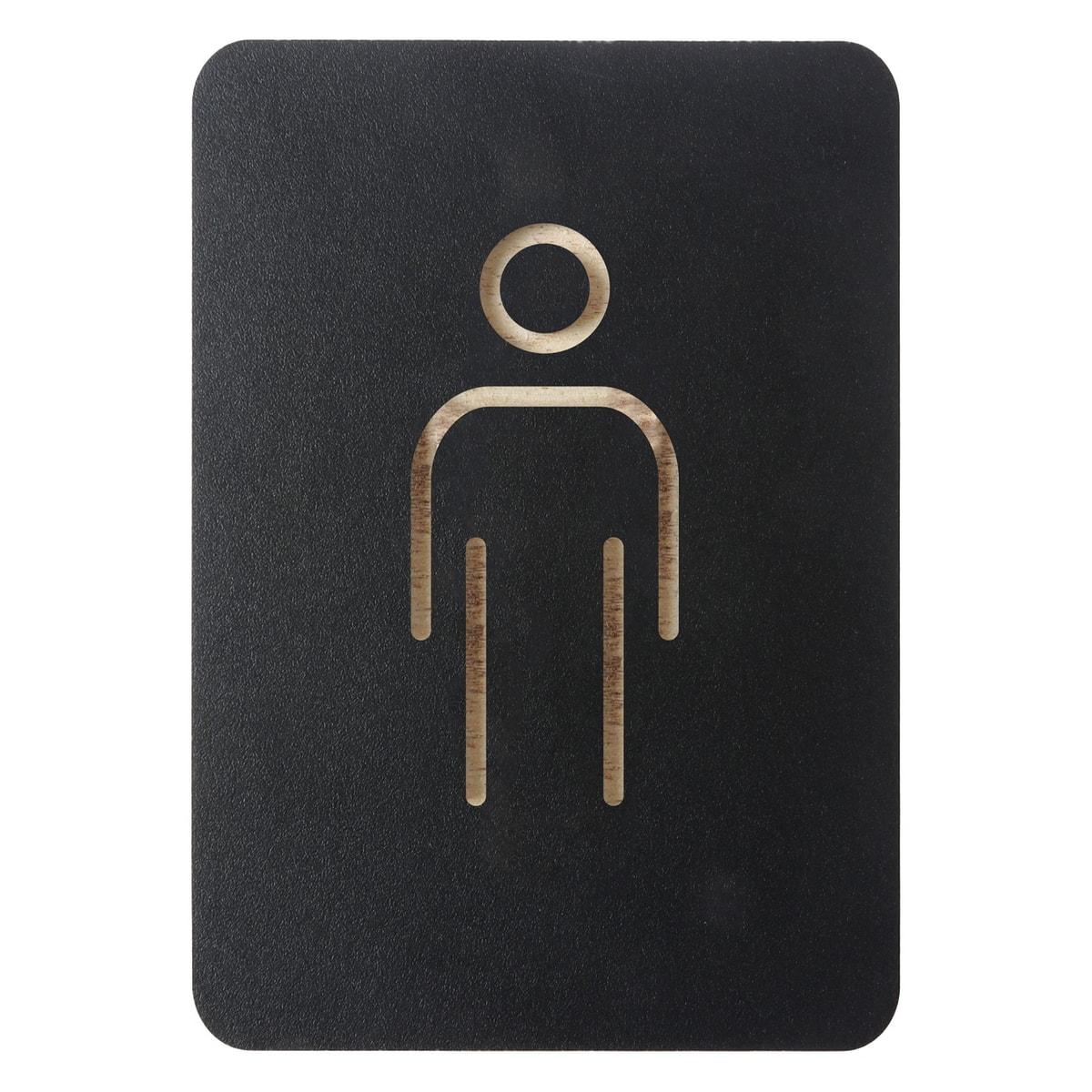 Plaque WC hommes EUROPEL 421033, silhouette fraisée dans le contreplaqué noir