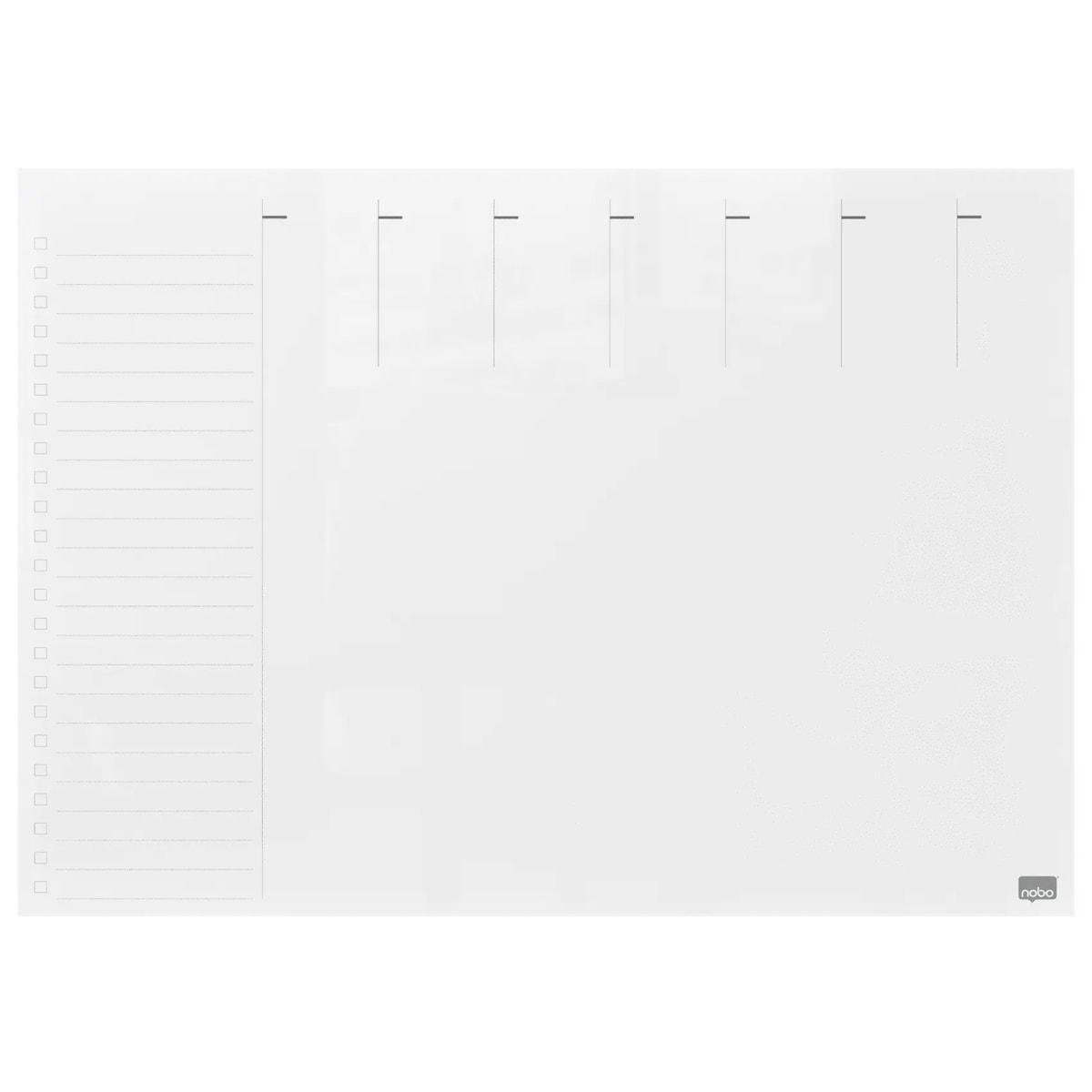 Planning hebdomadaire de bureau en verre Nobo, vue de face