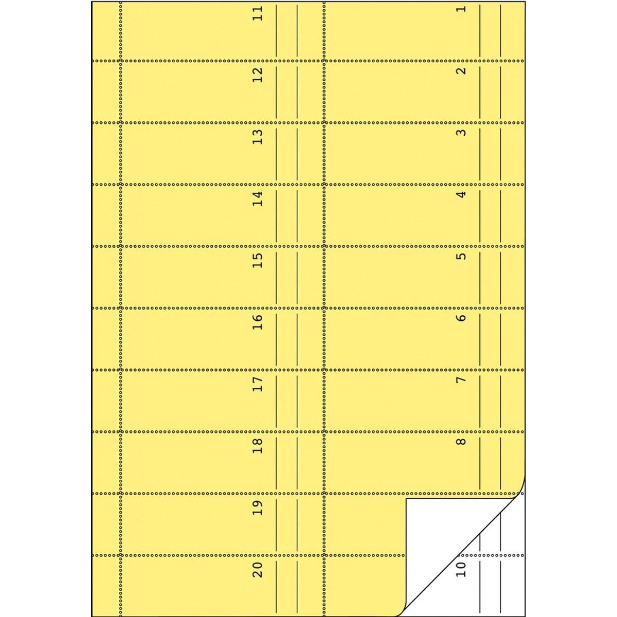 Feuille A4 jaune du carnet de commande AVERY Zweckform 842, deux colonnes de bons numérotés