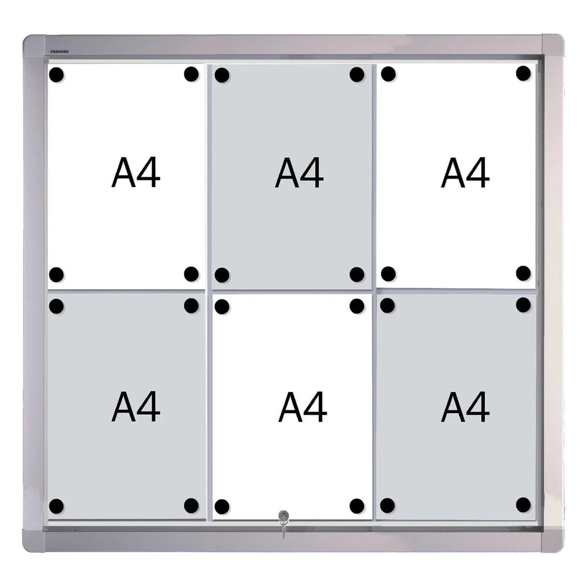 Vitrine d'affichage FRANKEN PRO à portes coulissantes 6 x A4, emplacements A4