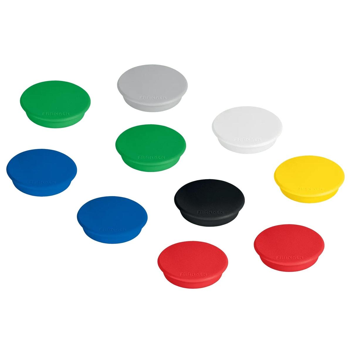 Boîte de 10 aimants ronds FRANKEN 24 mm, couleurs assorties