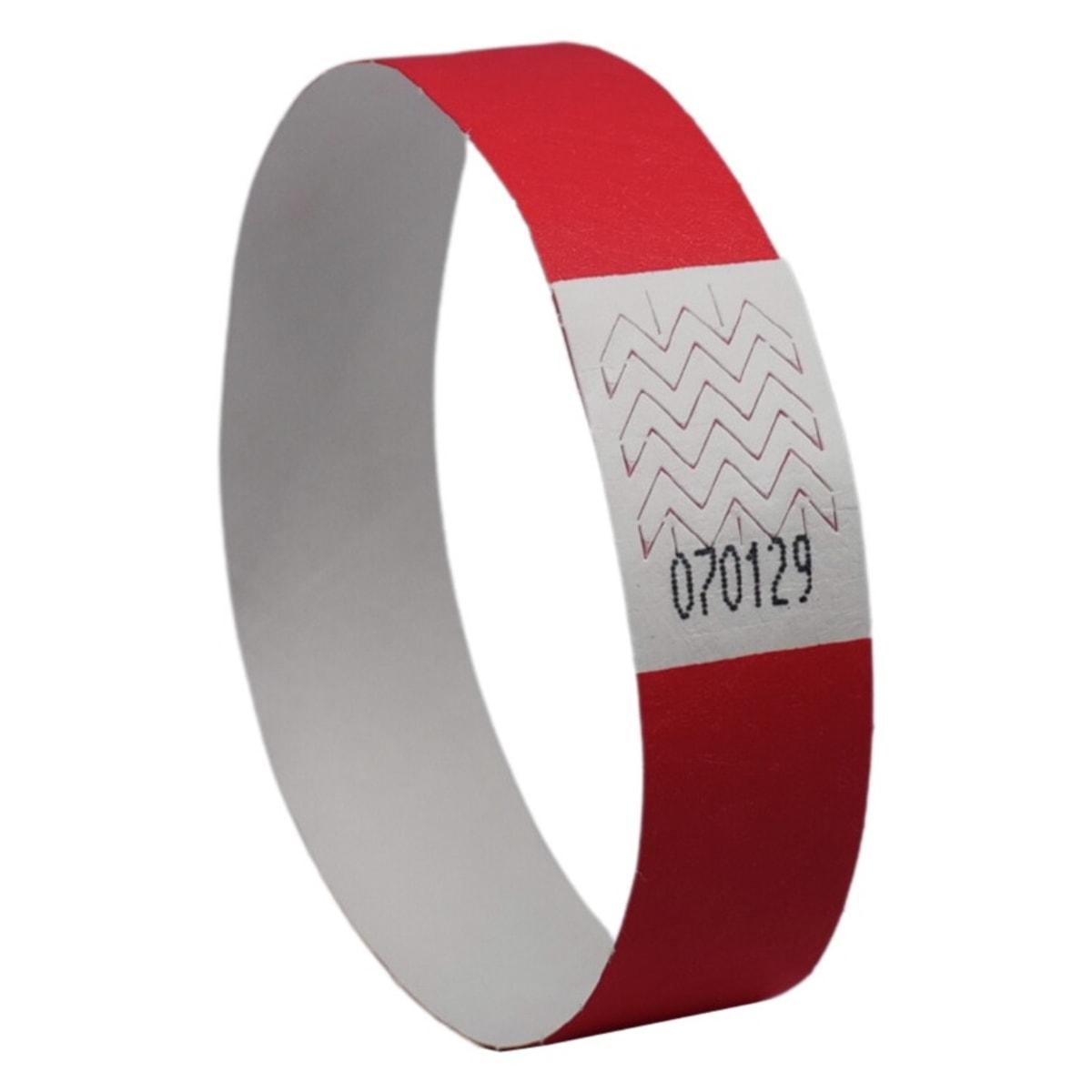 Bracelet tyvek AVERY rouge fluo, fermé, numéroté
