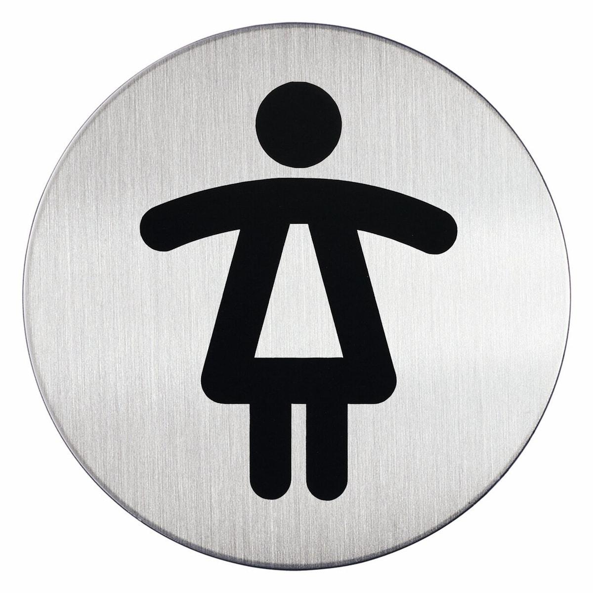 Plaque WC femmes DURABLE 4904 ronde en inox brossé, silhouette noire