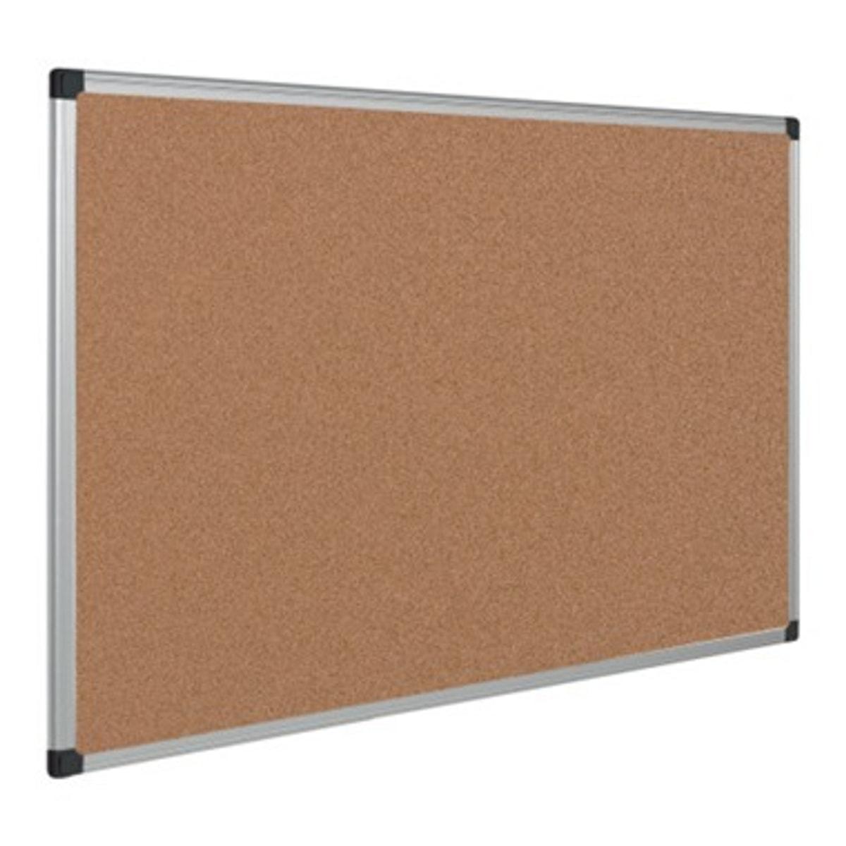 Tableau en liège Bi-Office Maya à cadre aluminium, 900 x 600 mm, de trois quarts gauche
