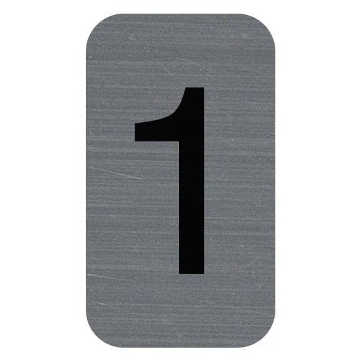 Chiffre adhésif « 1 » EXACOMPTA 67181E, chiffre noir sur plaque aspect aluminium brossé, 25 x 44 mm