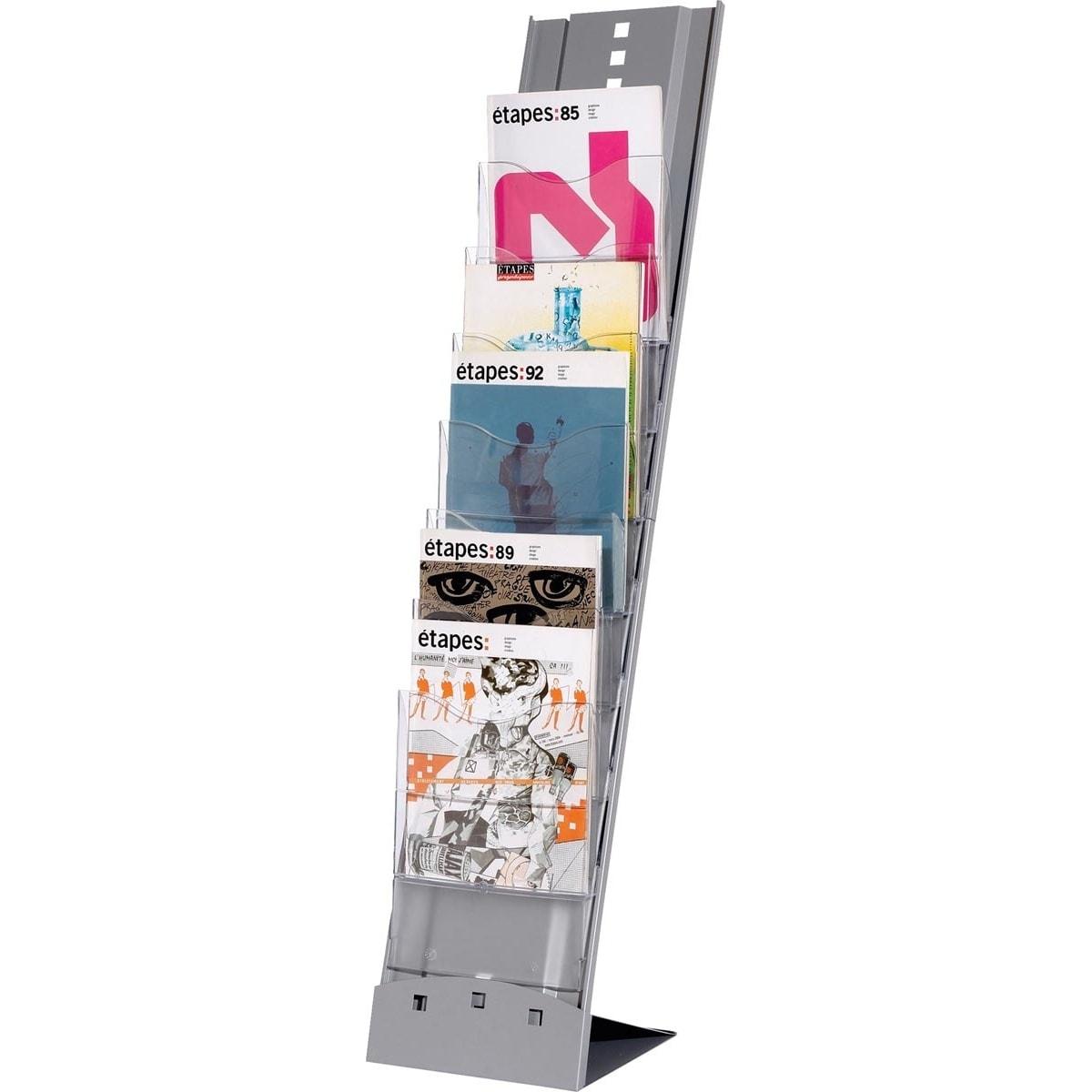 Présentoir documentation PAPERFLOW PLIO 7 cases, aluminium