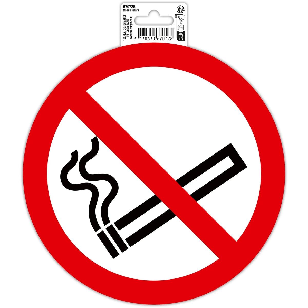 Pictogramme interdit de fumer adhésif EXACOMPTA 67072B, cigarette barrée dans un cercle rouge