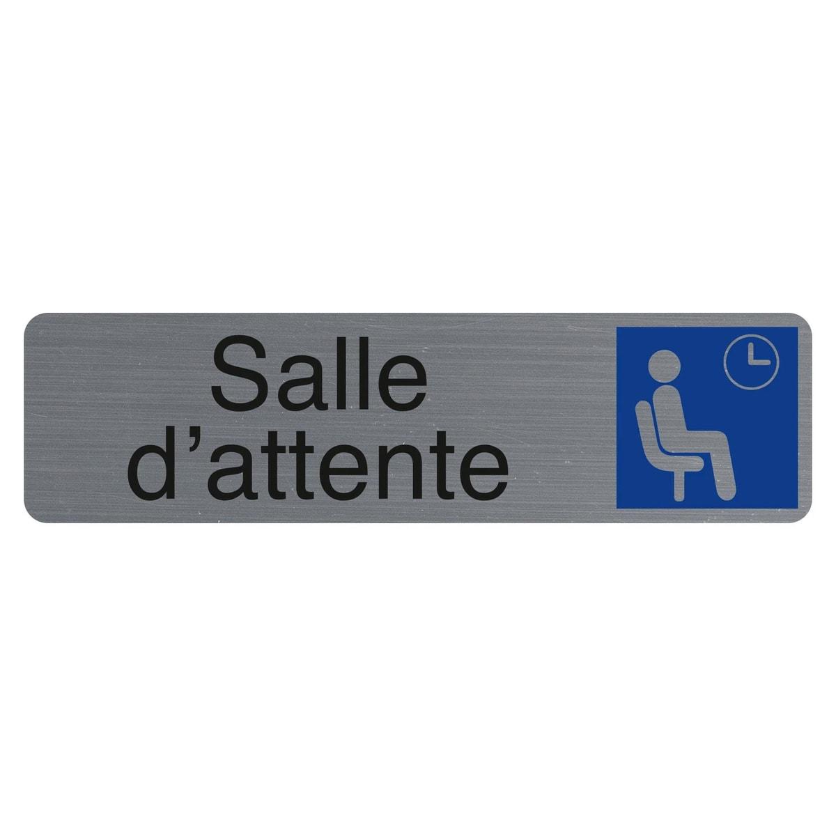 Plaque adhésive Salle d'attente EXACOMPTA 67167E, pictogramme personne assise sur pastille bleue