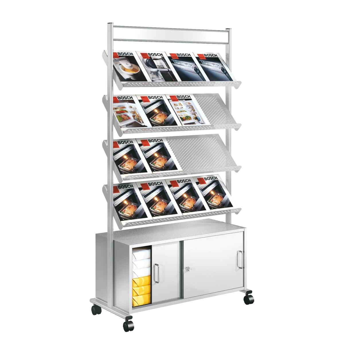 Présentoir documentation kerkmann Artline 16 cases A4 avec armoire à portes coulissantes